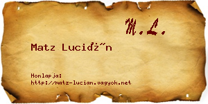 Matz Lucián névjegykártya